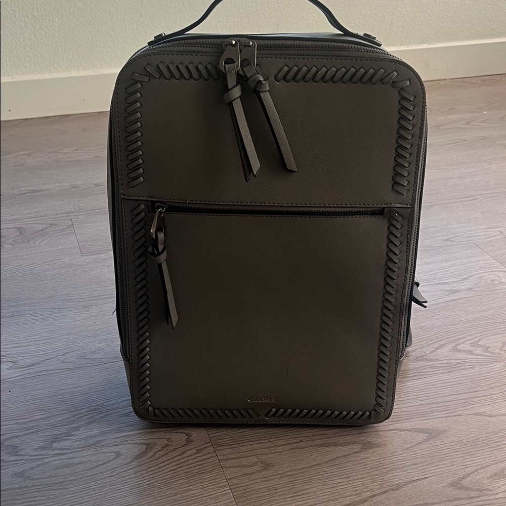 Calpak Stylish Gray Leather Backpack
